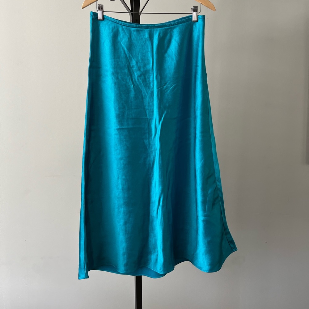 Club Monaco Blue A-Line Midi Skirt Casual Resort Wear
